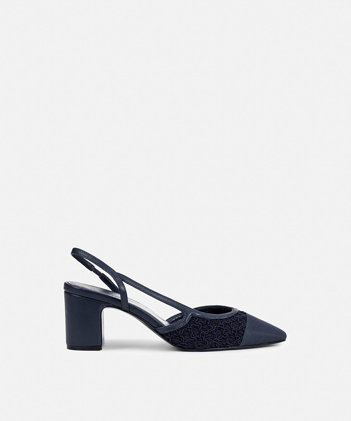 Zoomed Contrast-Textured Slingback Heels