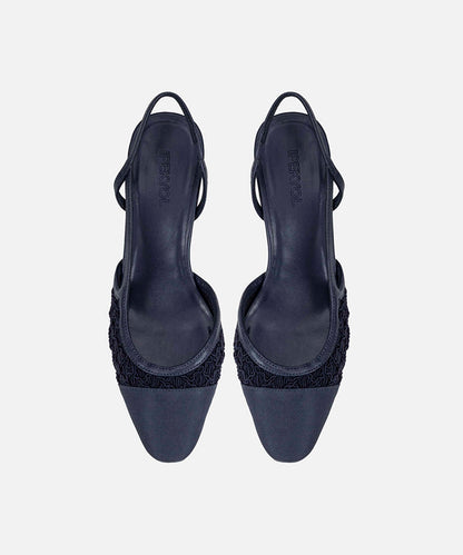Contrast-Textured Slingback Heels