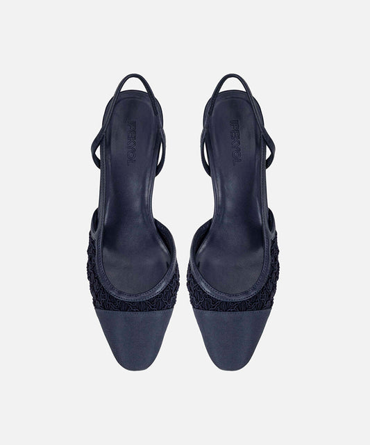Contrast-Textured Slingback Heels