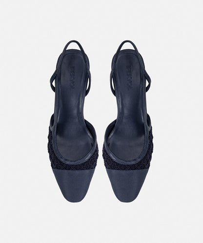 Contrast-Textured Slingback Heels