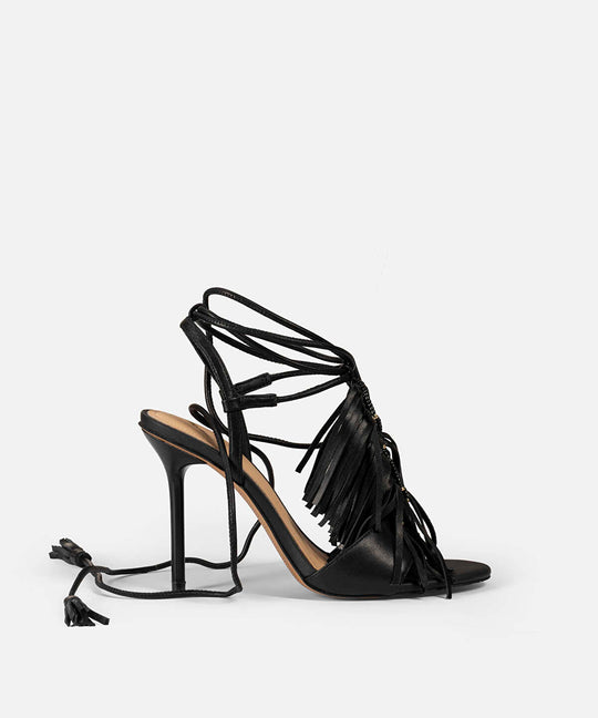 Tassel Accent Leather Heels