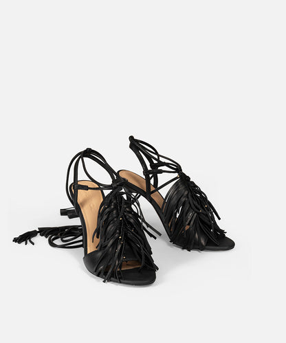 Tassel Accent Leather Heels