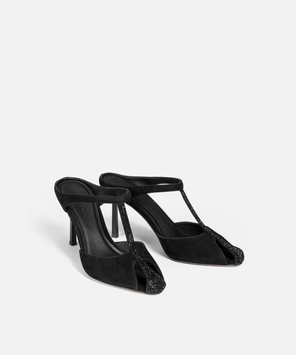 Luminous Stripe Leather Heels