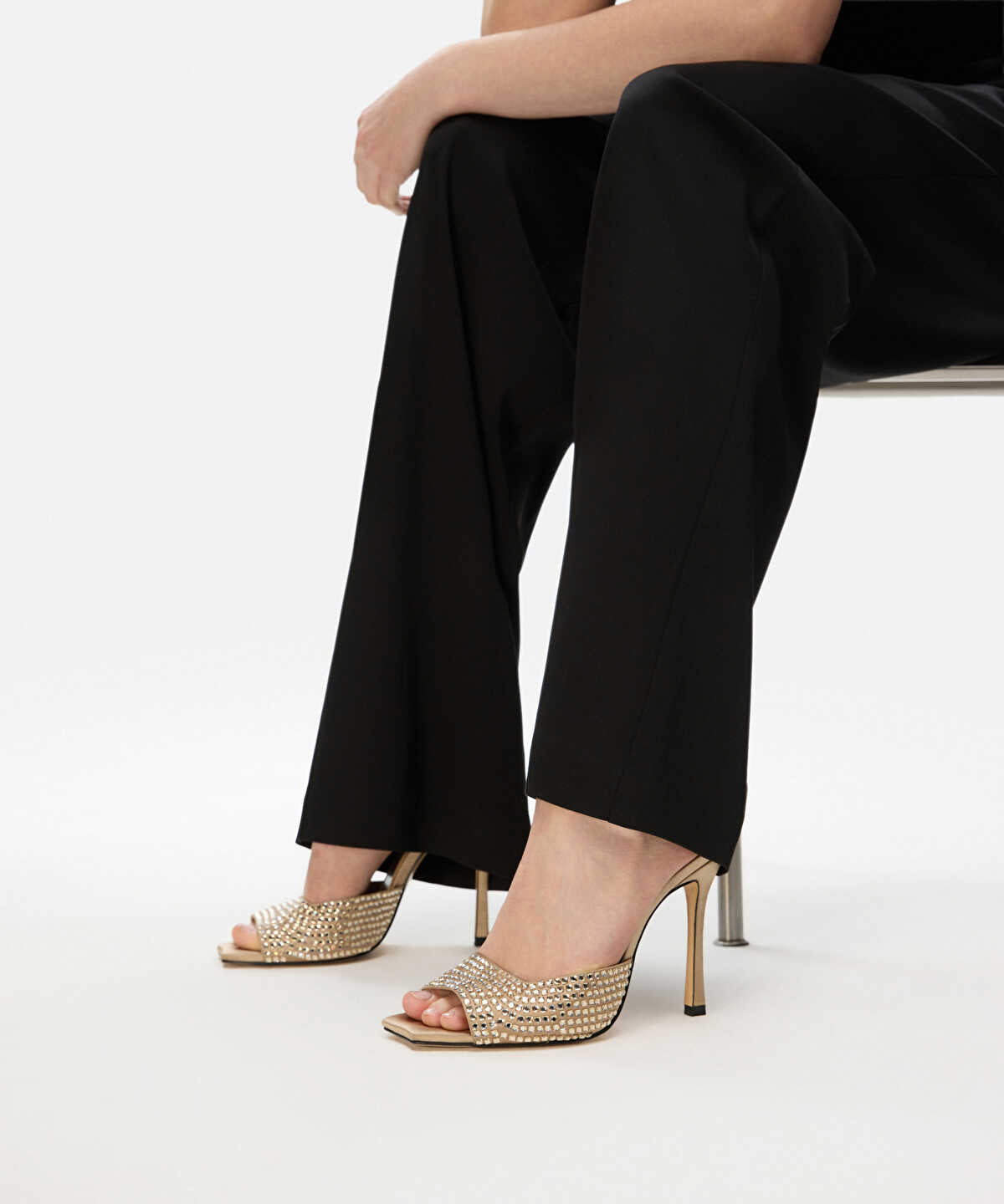 Zoomed Rhinestone Embellished Heels