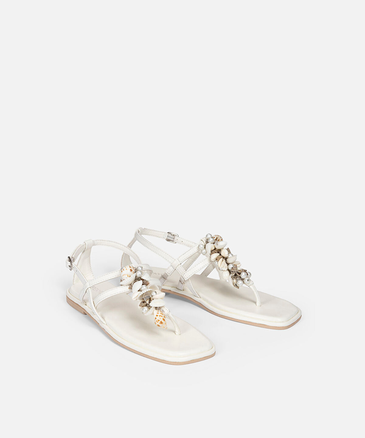 Zoomed Seashell Embellished Sandals