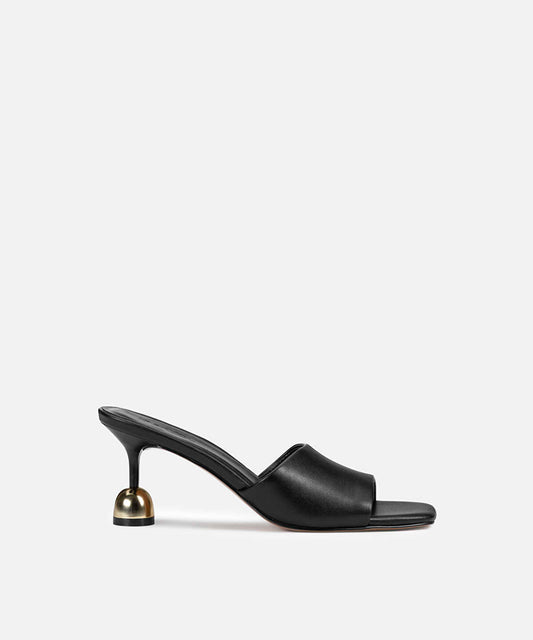 Leather-Effect Mules with Contrasting Heels
