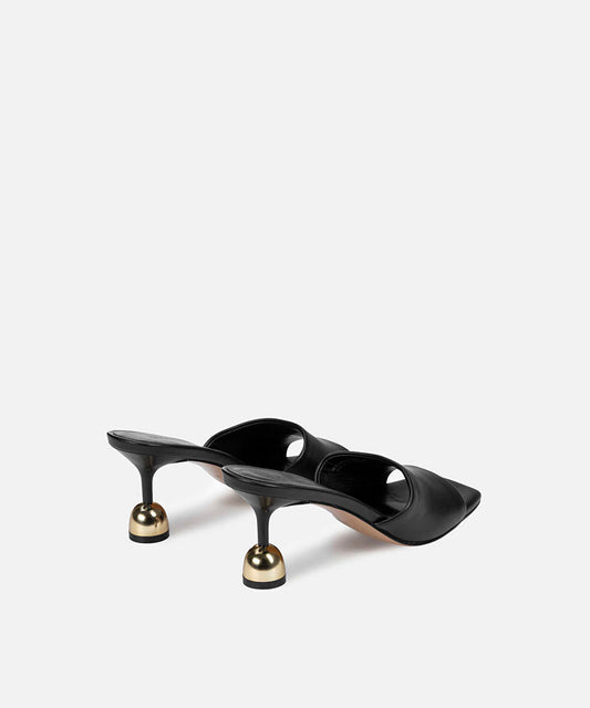 Leather-Effect Mules with Contrasting Heels