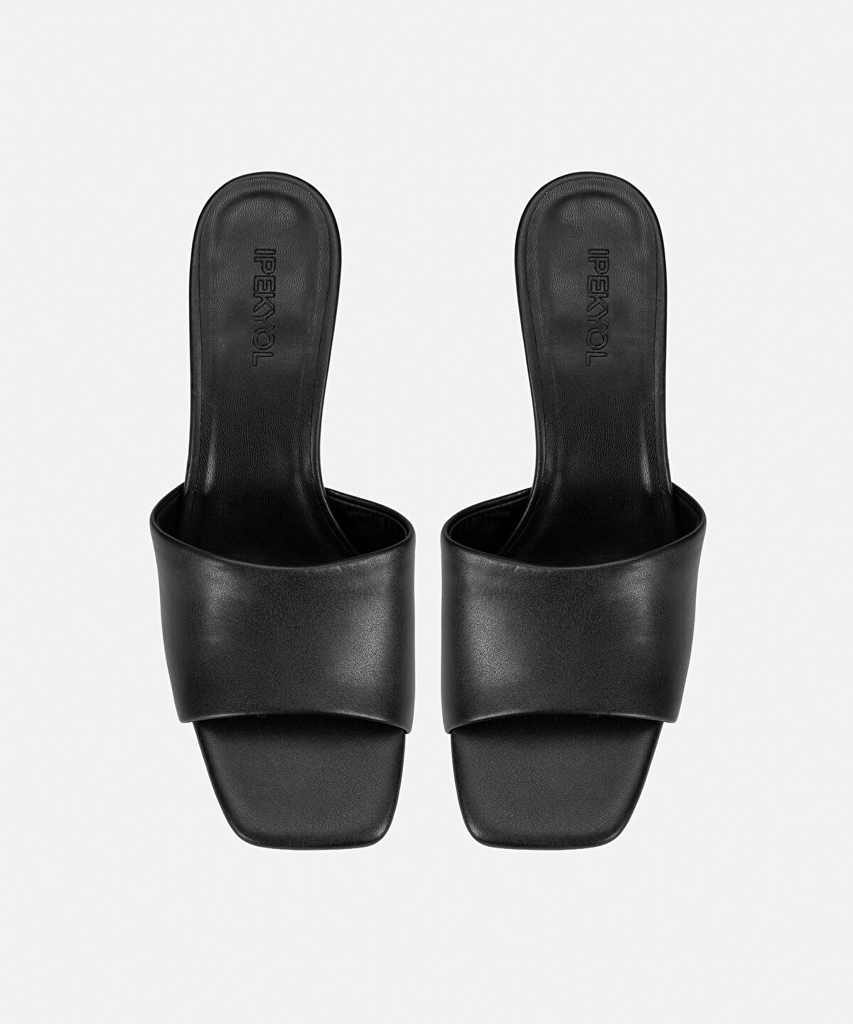 Zoomed Leather-Effect Mules with Contrasting Heels