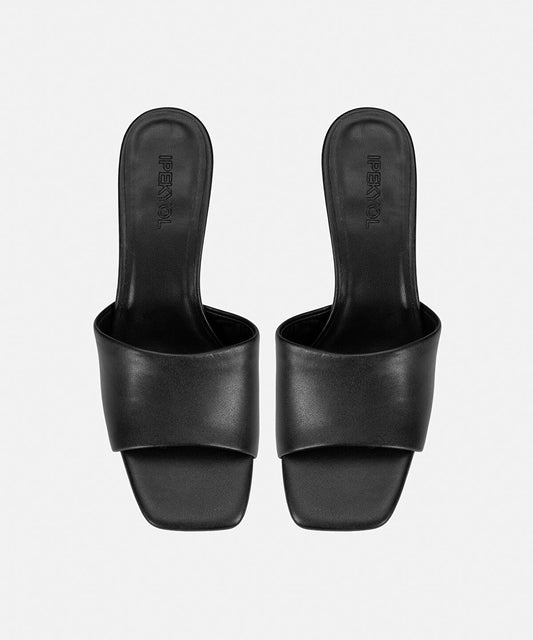 Leather-Effect Mules with Contrasting Heels