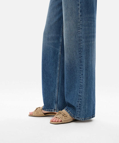 Suede-Leather Slippers with Bow