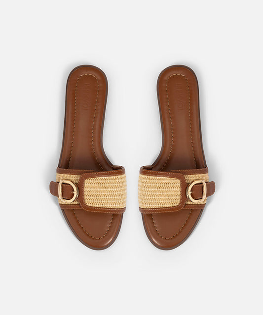 Contrast Texture Buckle Slides