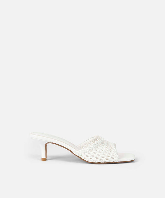 Woven Effect Kitten Heel Slides