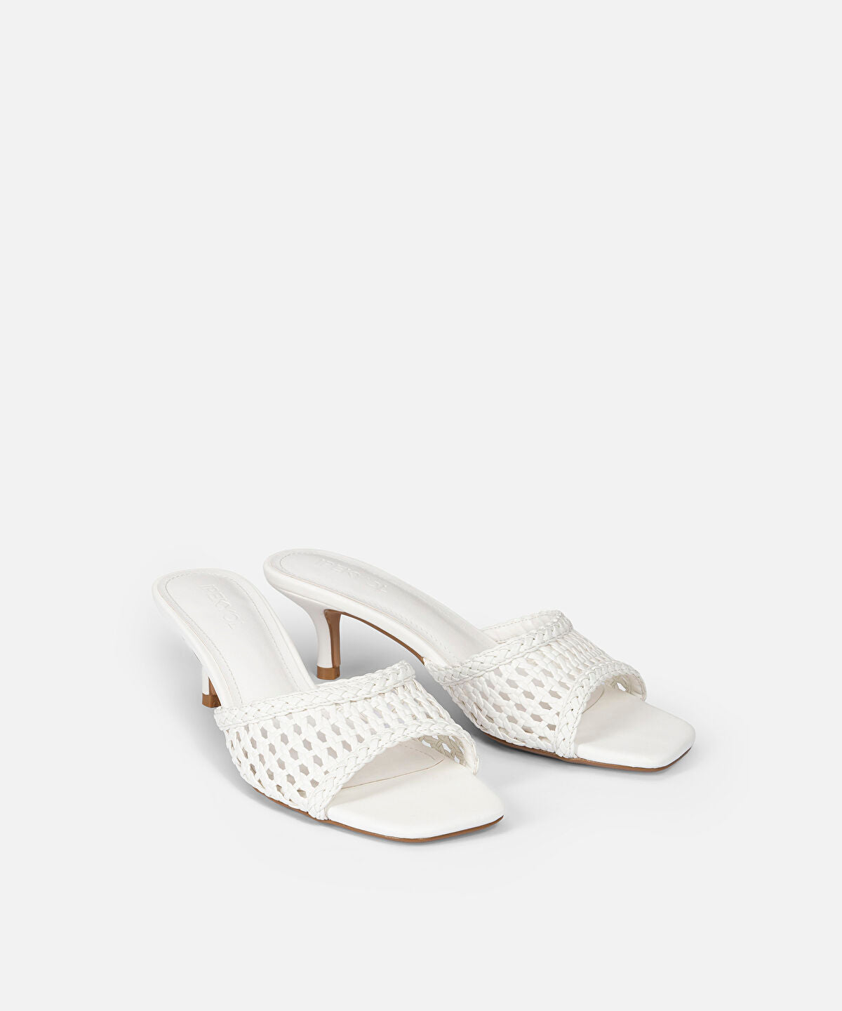 Zoomed Woven Effect Kitten Heel Slides