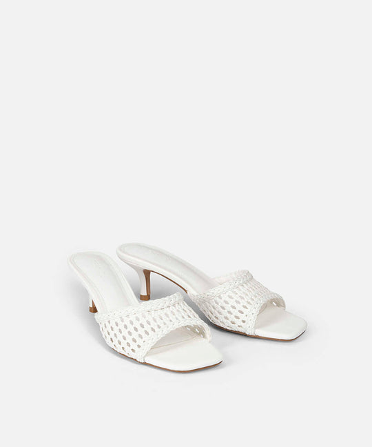Woven Effect Kitten Heel Slides