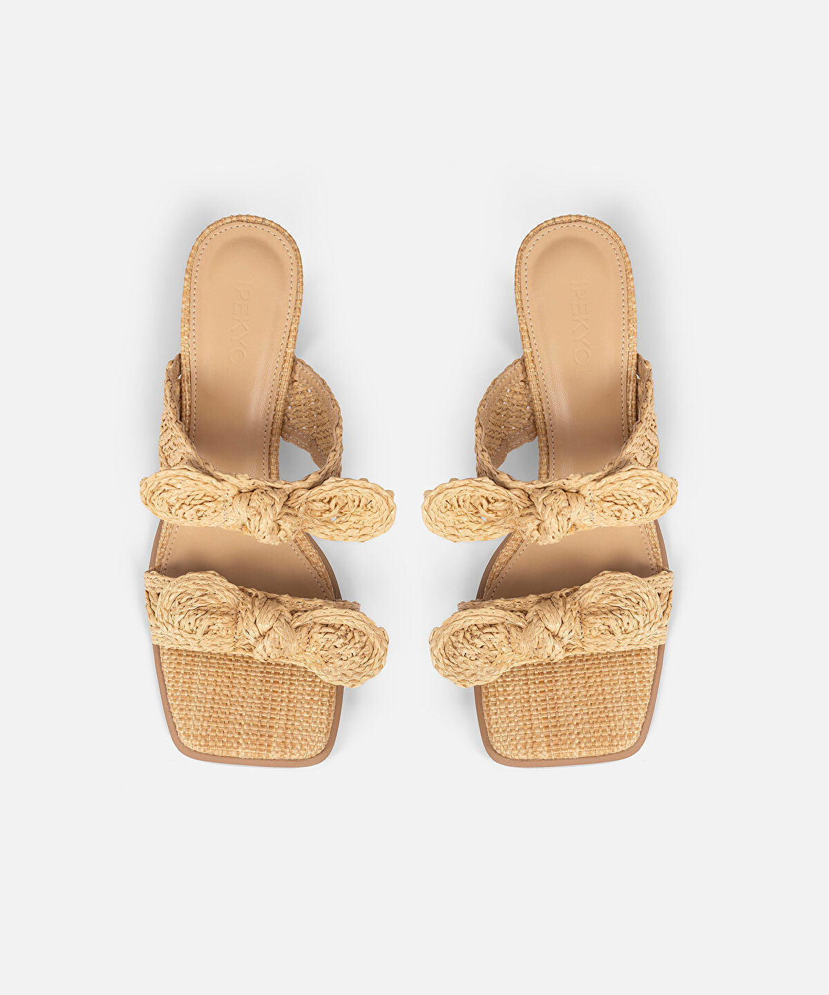 Bow Detail Straw Effect Mules