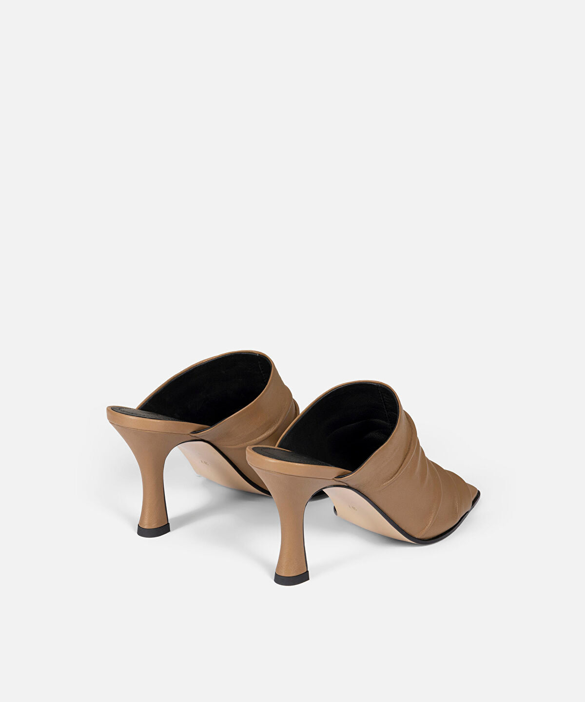 Zoomed Ruched Leather Heeled Sandals