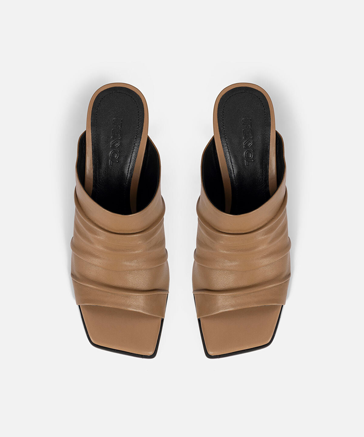 Ruched Leather Heeled Sandals
