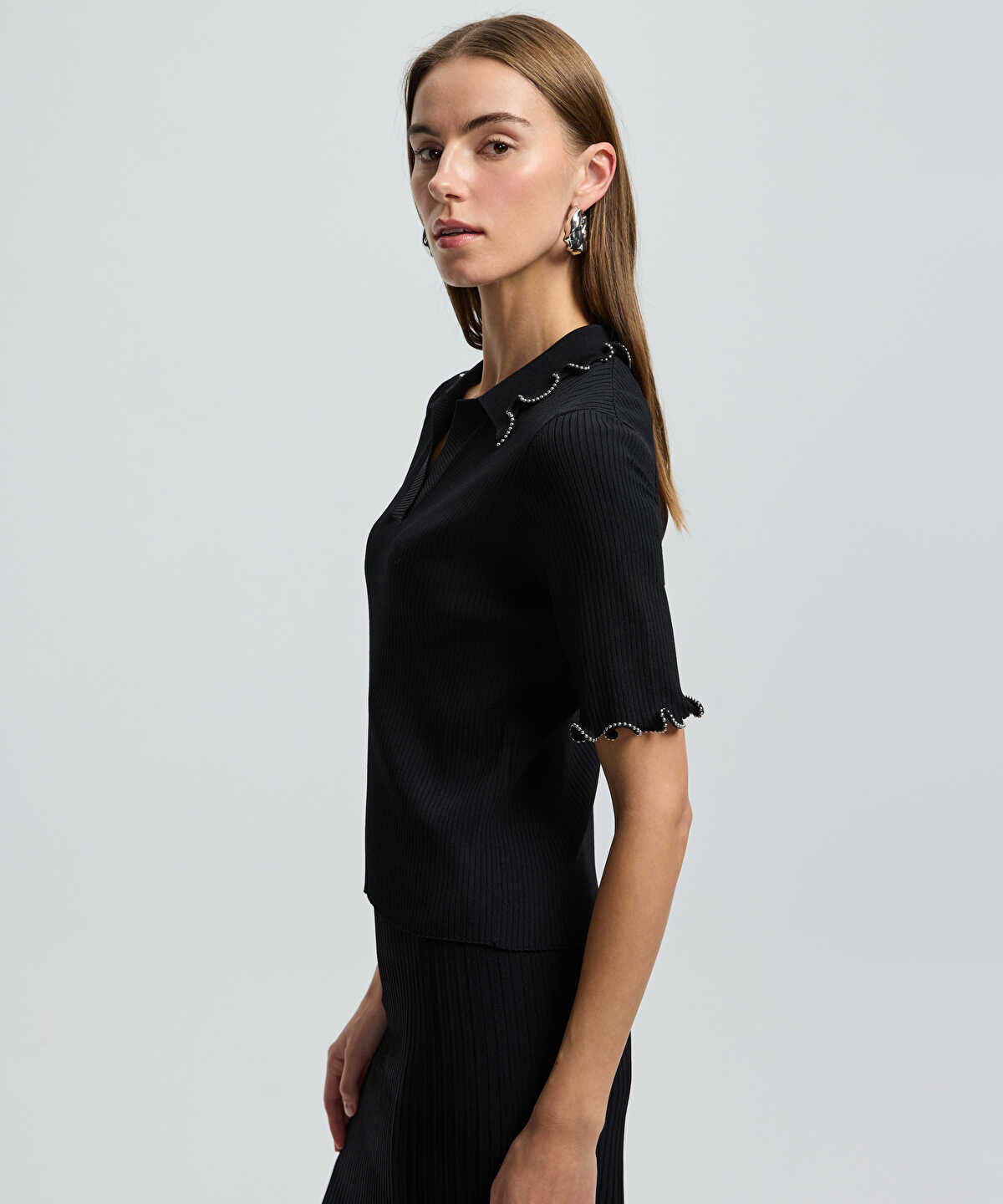 Zoomed Embellished Knit Top