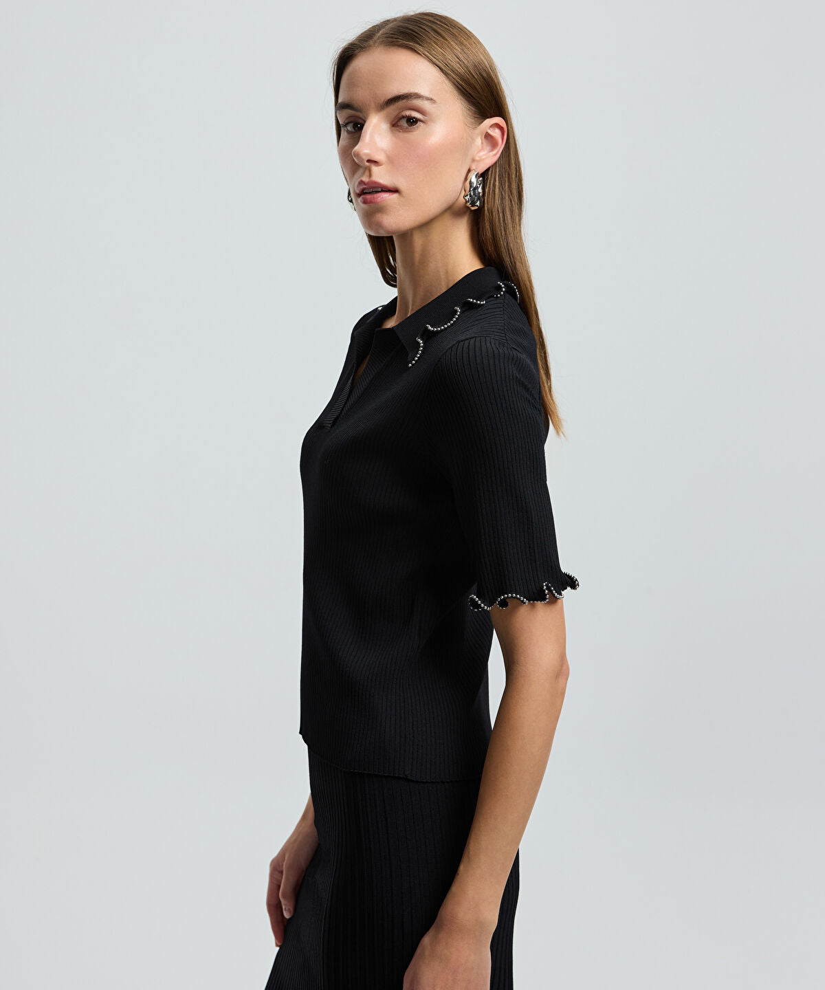 Zoomed Embellished Knit Top