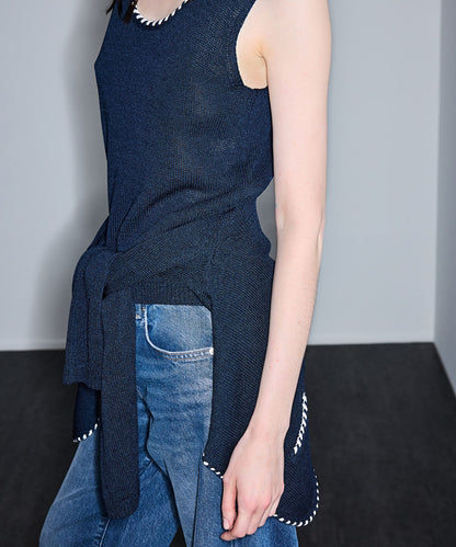 Knit Top with Contrast Piping