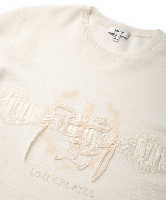 Embroidered Knit Top with Applique