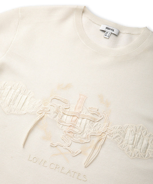 Embroidered Knit Top with Applique