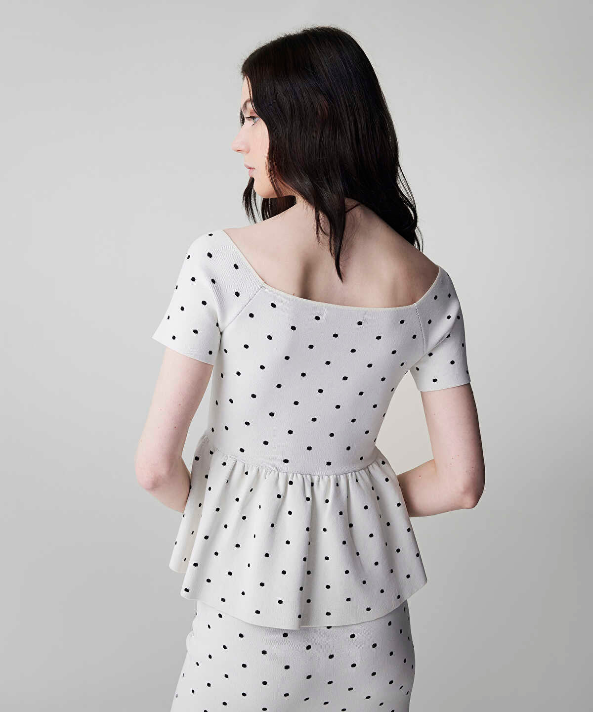 Zoomed Polka-Dot Knit Top