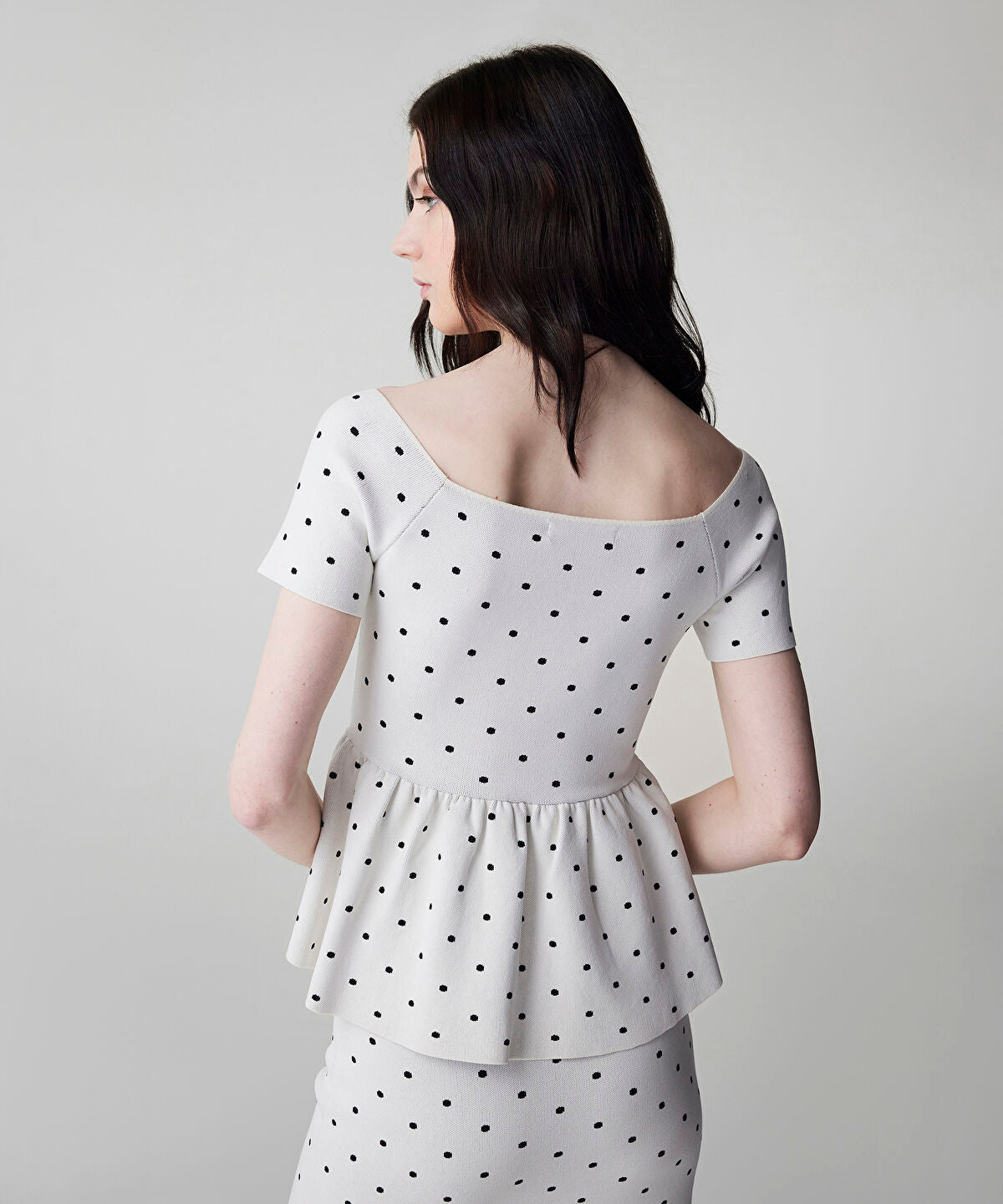 Zoomed Polka-Dot Knit Top