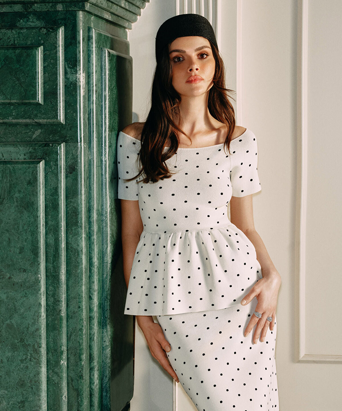 Zoomed Polka-Dot Knit Top