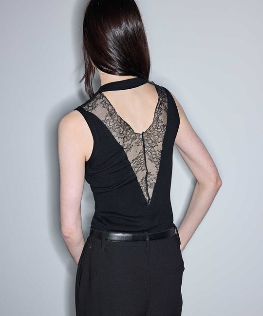 Lace Trim Knit Top