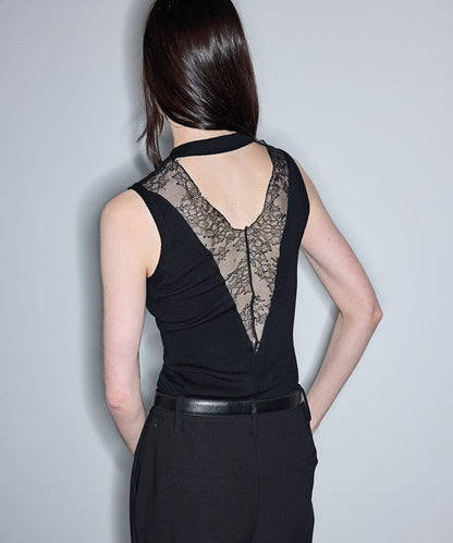 Lace Trim Knit Top