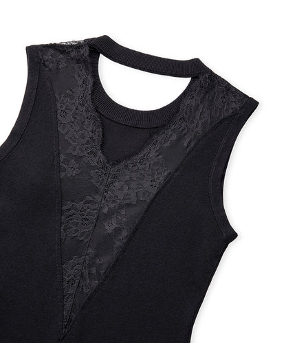 Lace Trim Knit Top