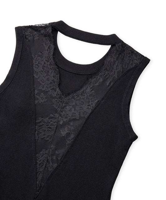 Lace Trim Knit Top
