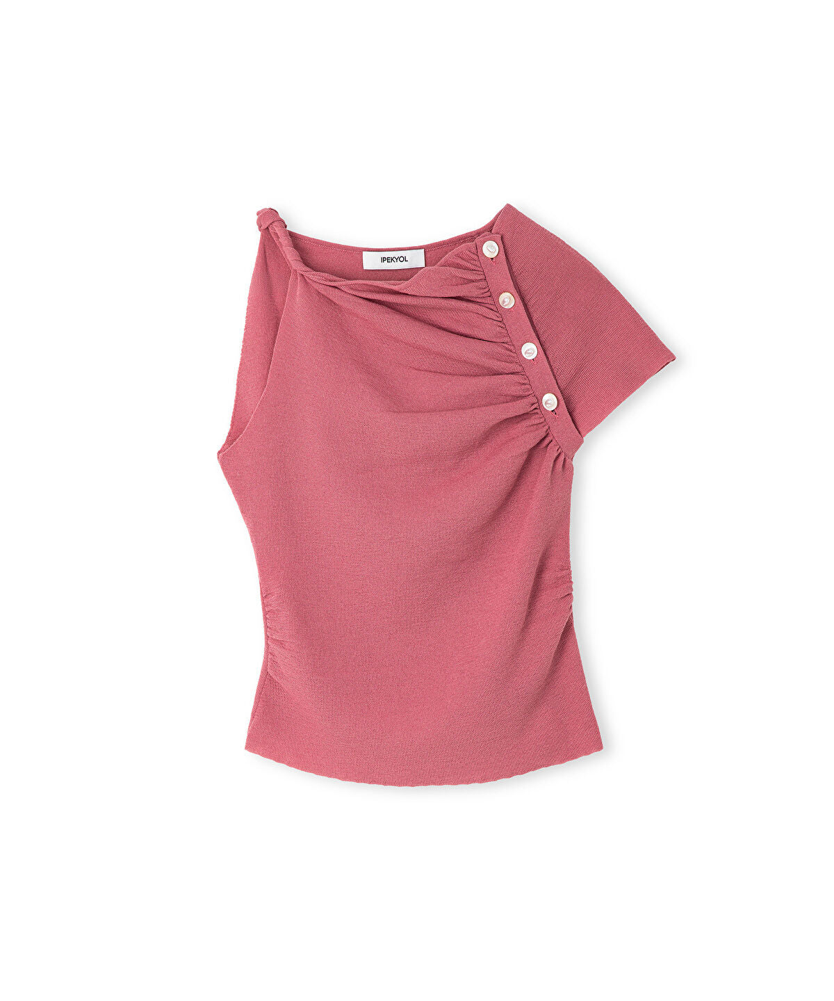 Zoomed Gathered Asymmetric Knit Top