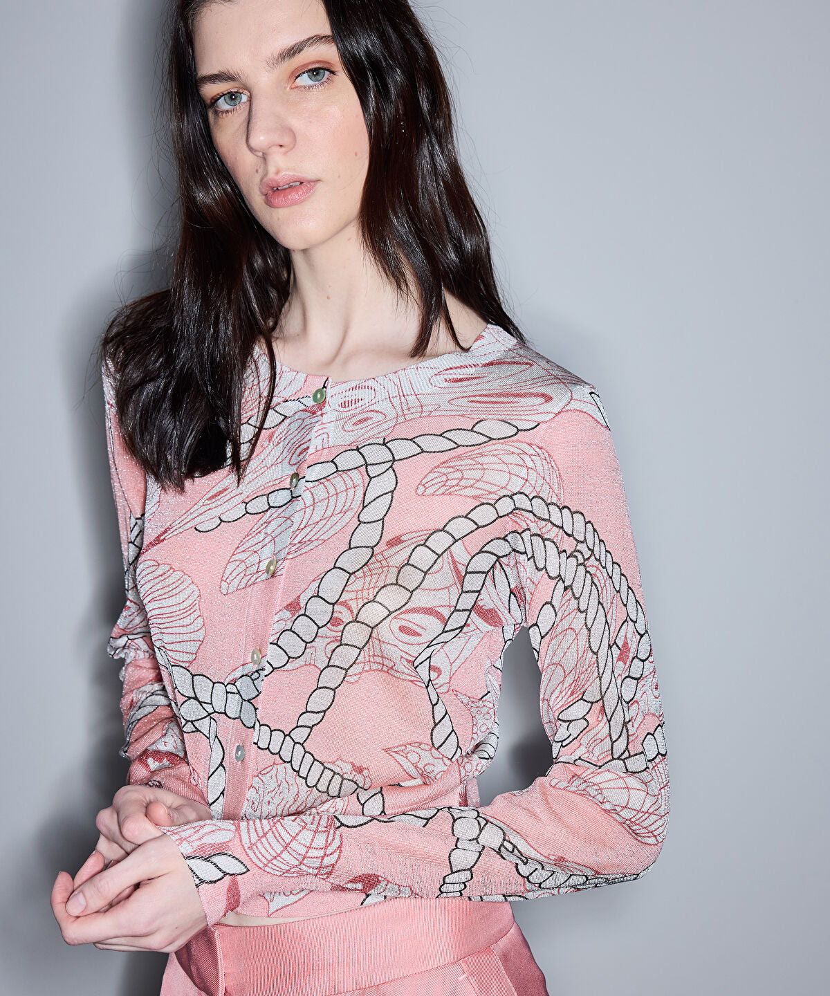 Zoomed Printed Knit Cardigan