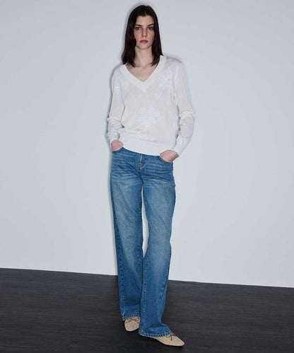 Embroidered Sequinned Knit Top