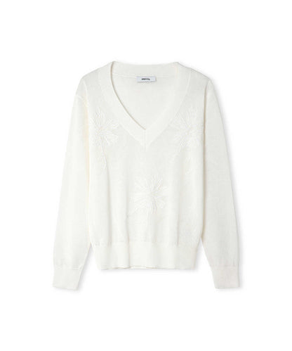 Embroidered Sequinned Knit Top