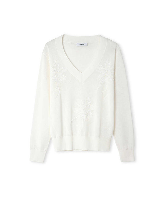 Embroidered Sequinned Knit Top