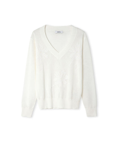 Embroidered Sequinned Knit Top