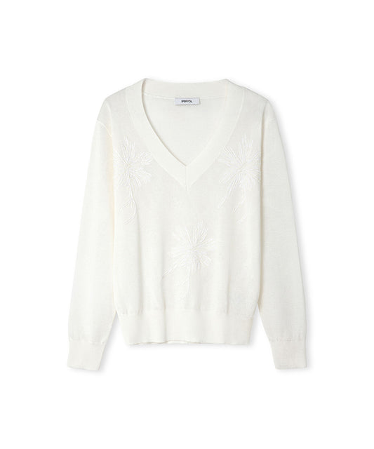 Embroidered Sequinned Knit Top