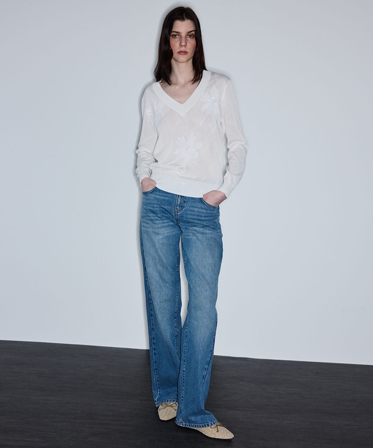 Zoomed Embroidered Sequinned Knit Top