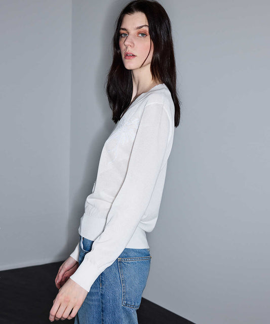 Embroidered Sequinned Knit Top