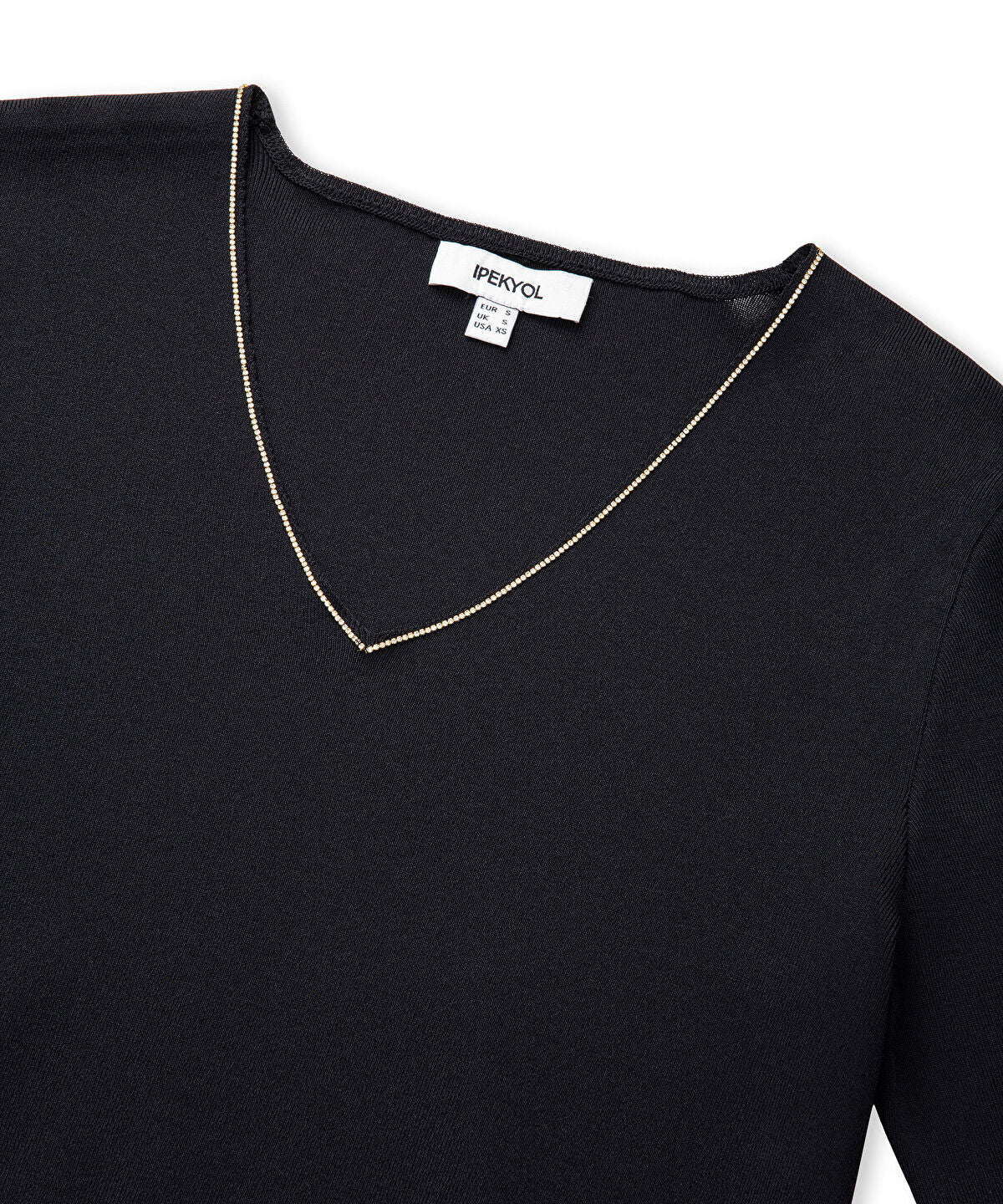 Zoomed Knit Top with Rhinstone Embellishments