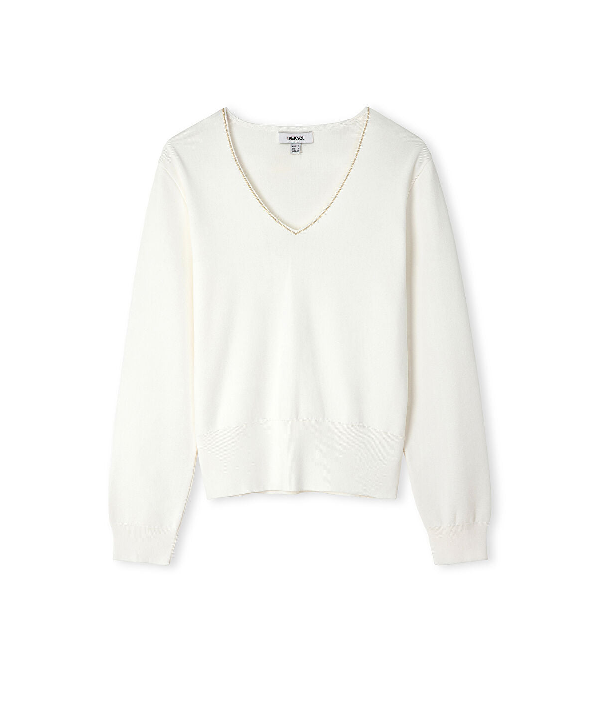 Zoomed Knit Top with Rhinstone Embellishments