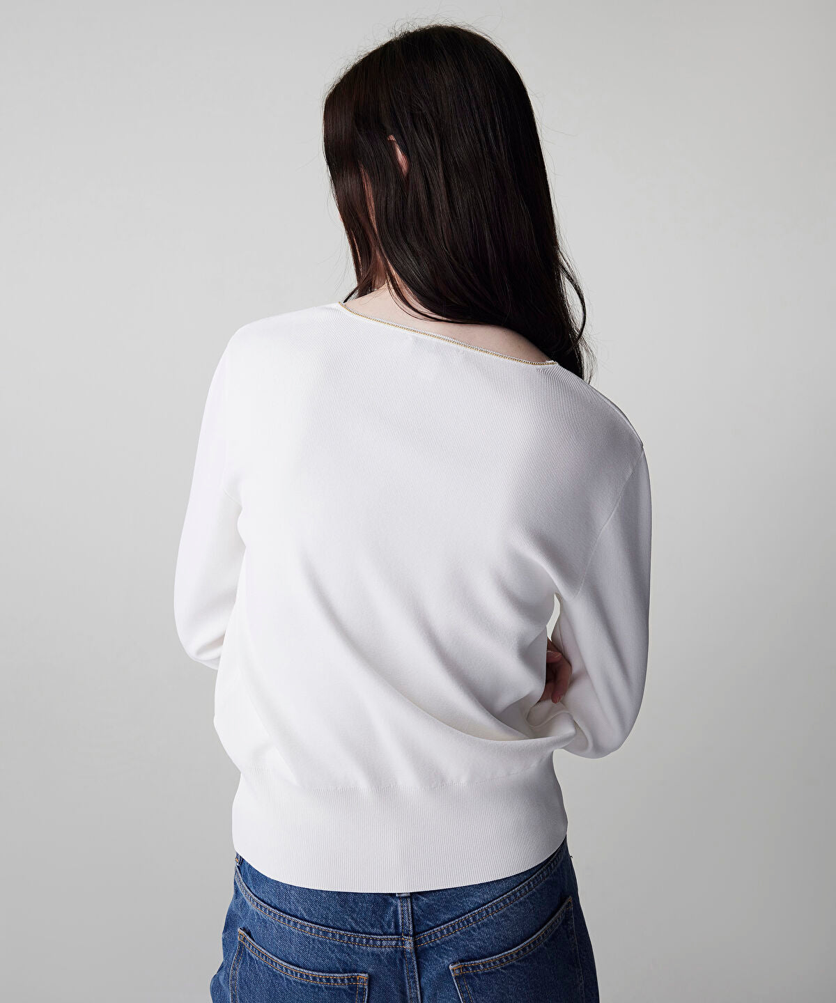 Zoomed Knit Top with Rhinstone Embellishments
