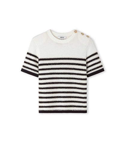 Color-Block Striped Knit Top