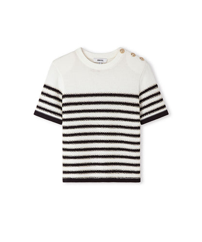 Color-Block Striped Knit Top