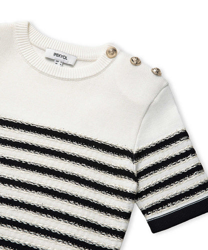 Color-Block Striped Knit Top