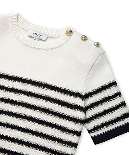 Color-Block Striped Knit Top