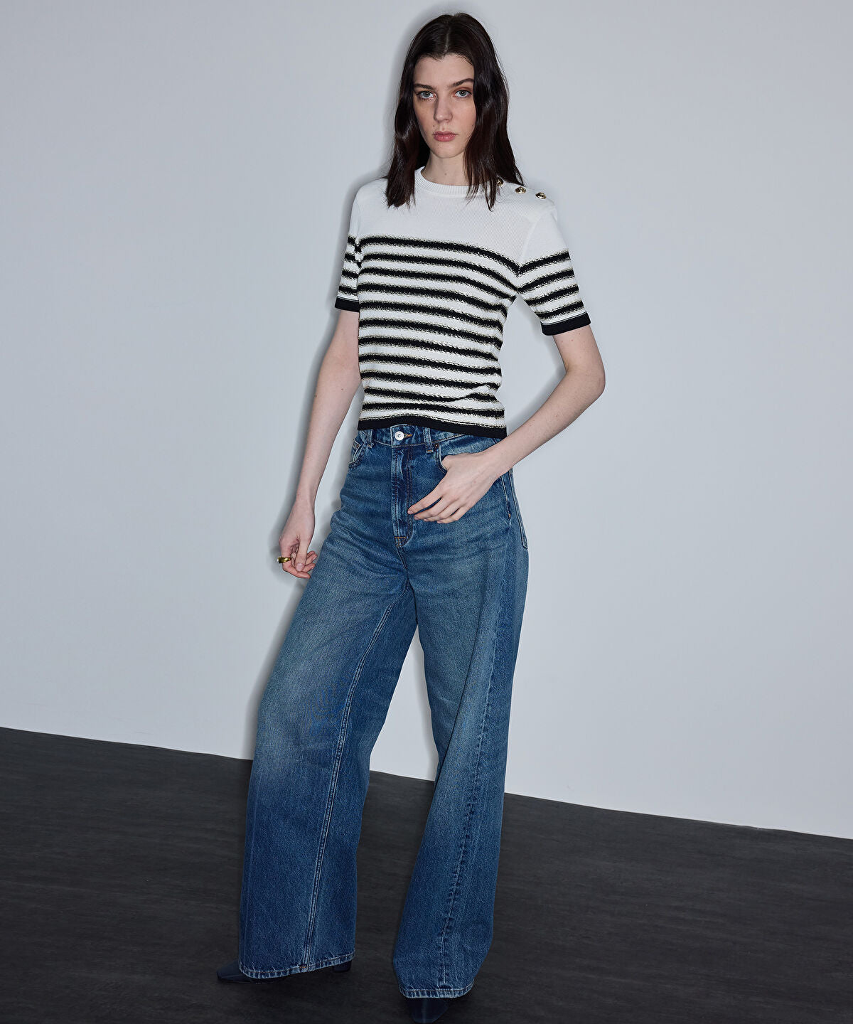 Zoomed Color-Block Striped Knit Top